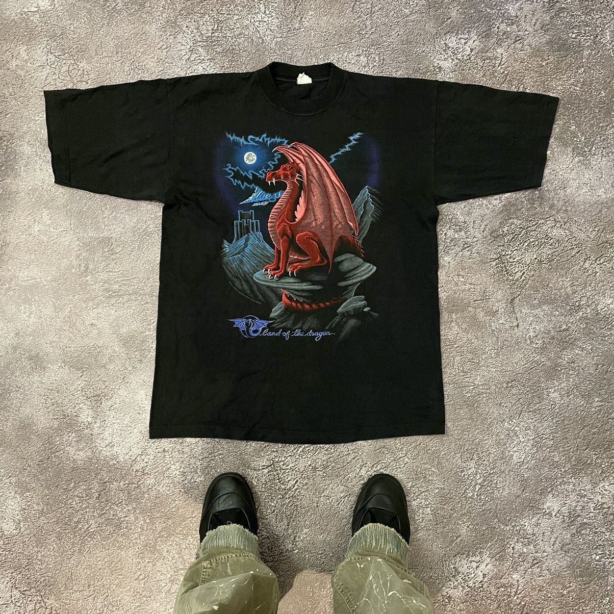 Vintage Vintage 90s Dragon Graphic Tee Sun Faded Y2K Horror Grunge L Size US L / EU 52-54 / 3 - 1 Thumbnail