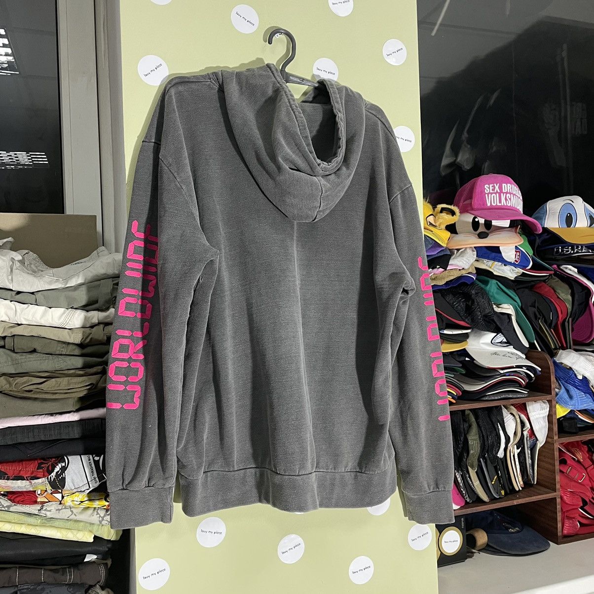 Vintage Vintage 90s Sun Faded Graphic Hoodie Worldwide Black Punk XL Size US XL / EU 56 / 4 - 7 Thumbnail