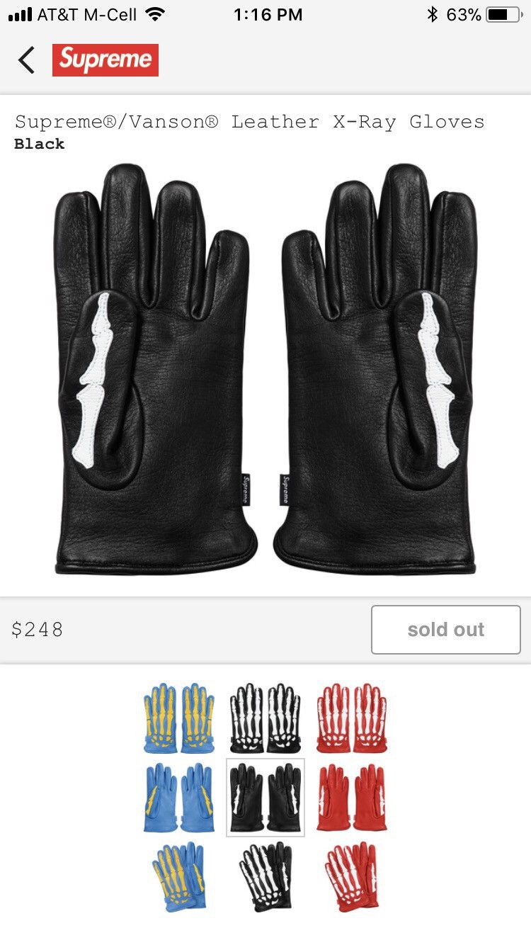 Supreme/Vanson X-Ray Gloves