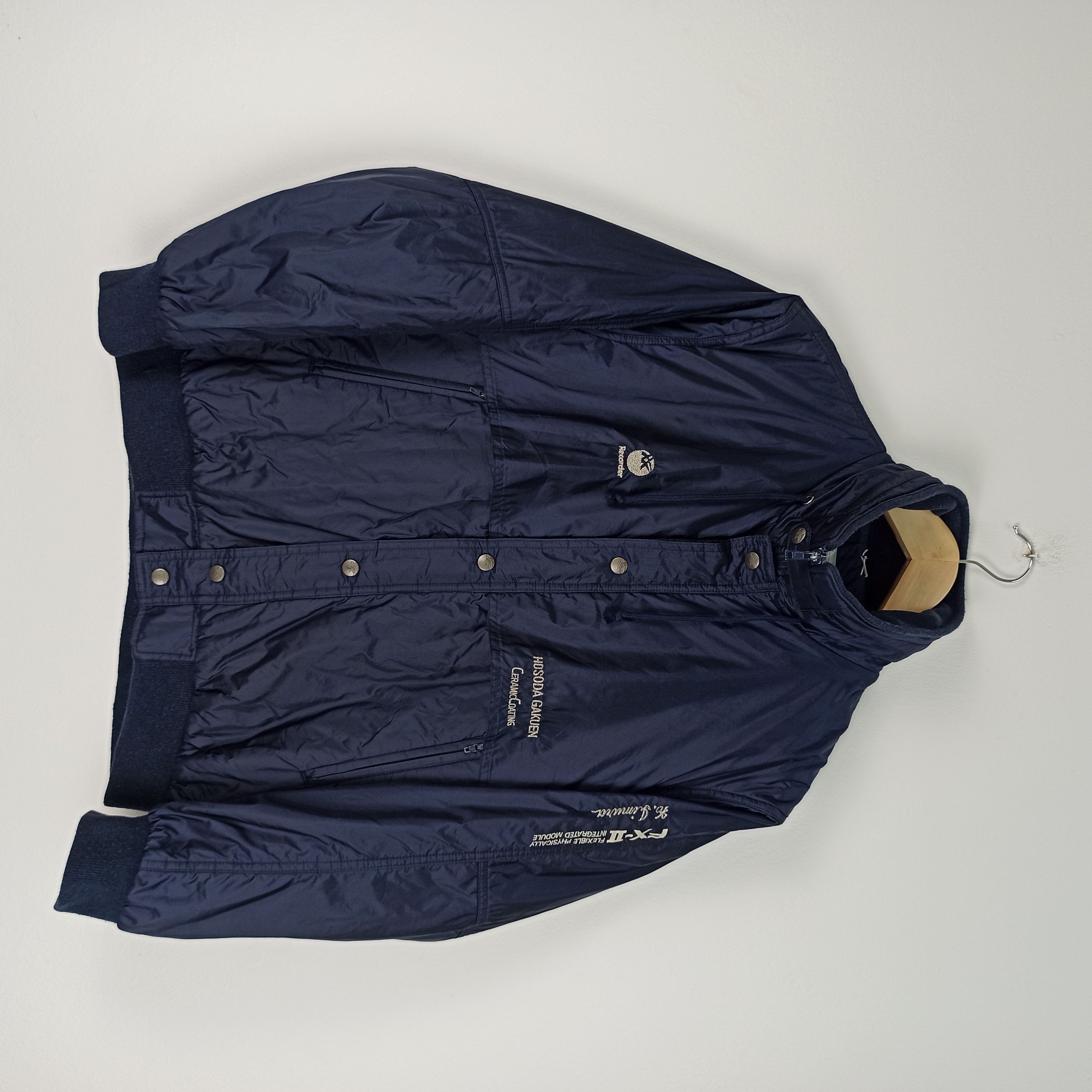 image of Asics Recorder Bomber Jacket Hoodie Japan in Black Blue, Men's (Size Large)