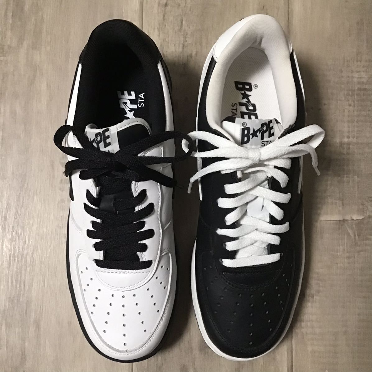 Bape × Neighborhood NEIGHBORHOOD × BAPE leather BAPESTA sneakers APE NIGO Size US 9.5 / EU 42-43 - 4 Thumbnail