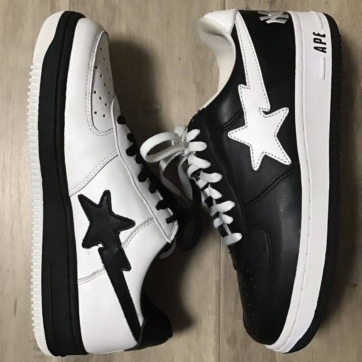 Bape × Neighborhood NEIGHBORHOOD × BAPE leather BAPESTA sneakers APE NIGO Size US 9.5 / EU 42-43 - 3 Thumbnail