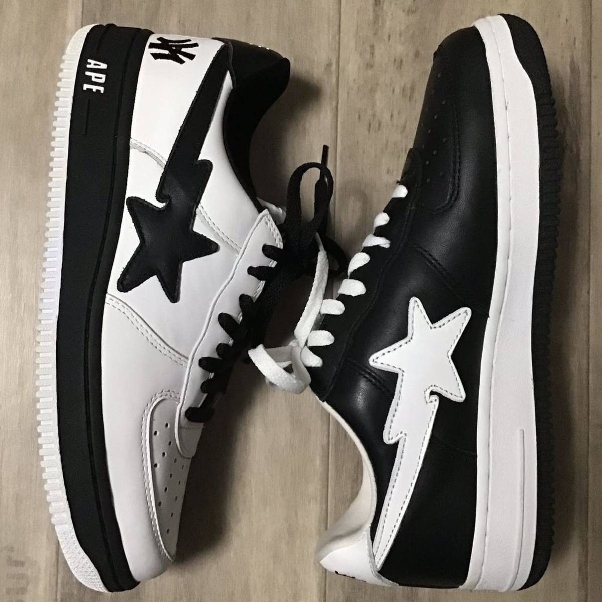 Bape × Neighborhood NEIGHBORHOOD × BAPE leather BAPESTA sneakers APE NIGO Size US 9.5 / EU 42-43 - 2 Thumbnail