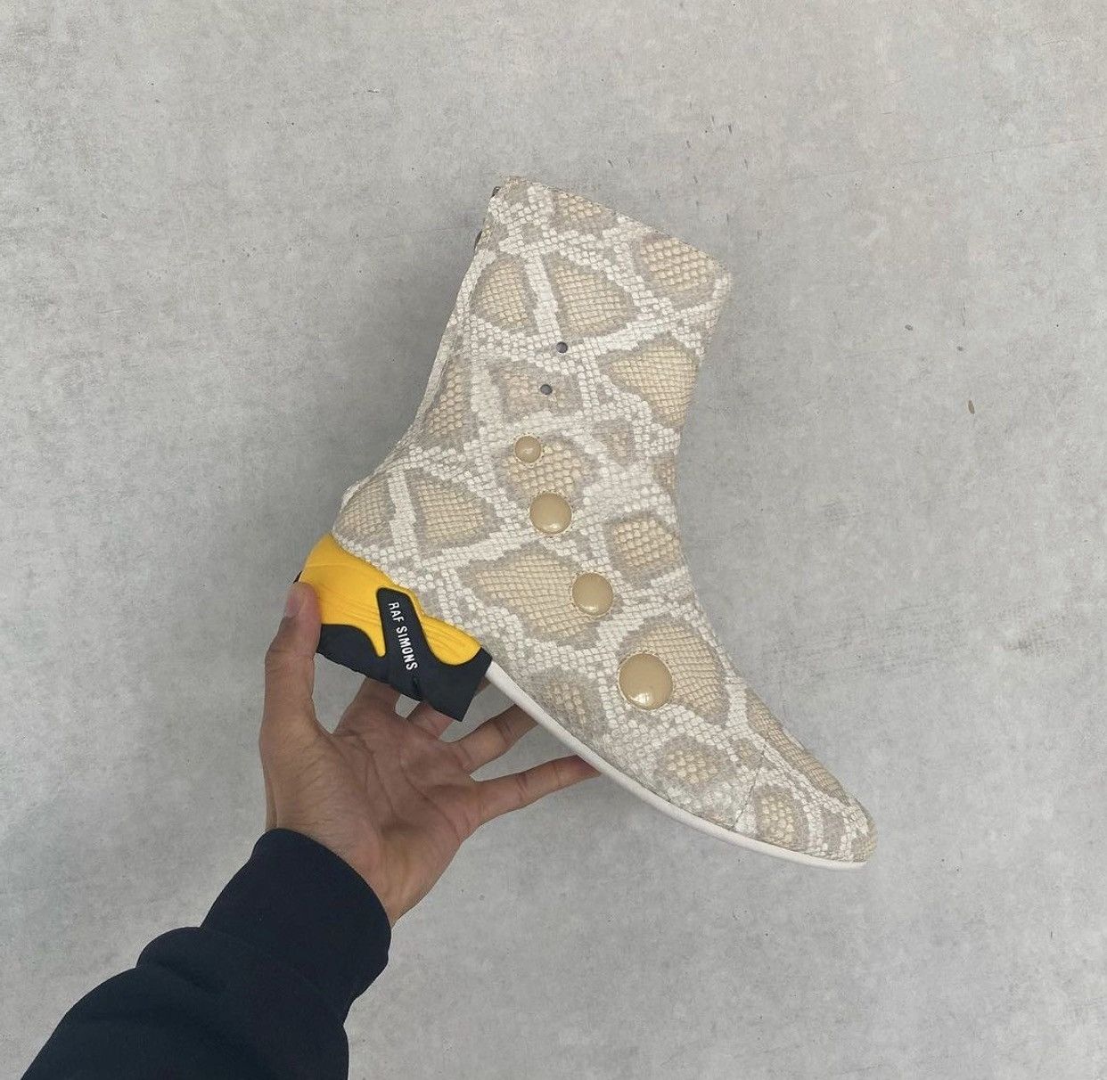 image of Raf Simons Solaris 21 Snakeskin Boots in White, Men's (Size 9)