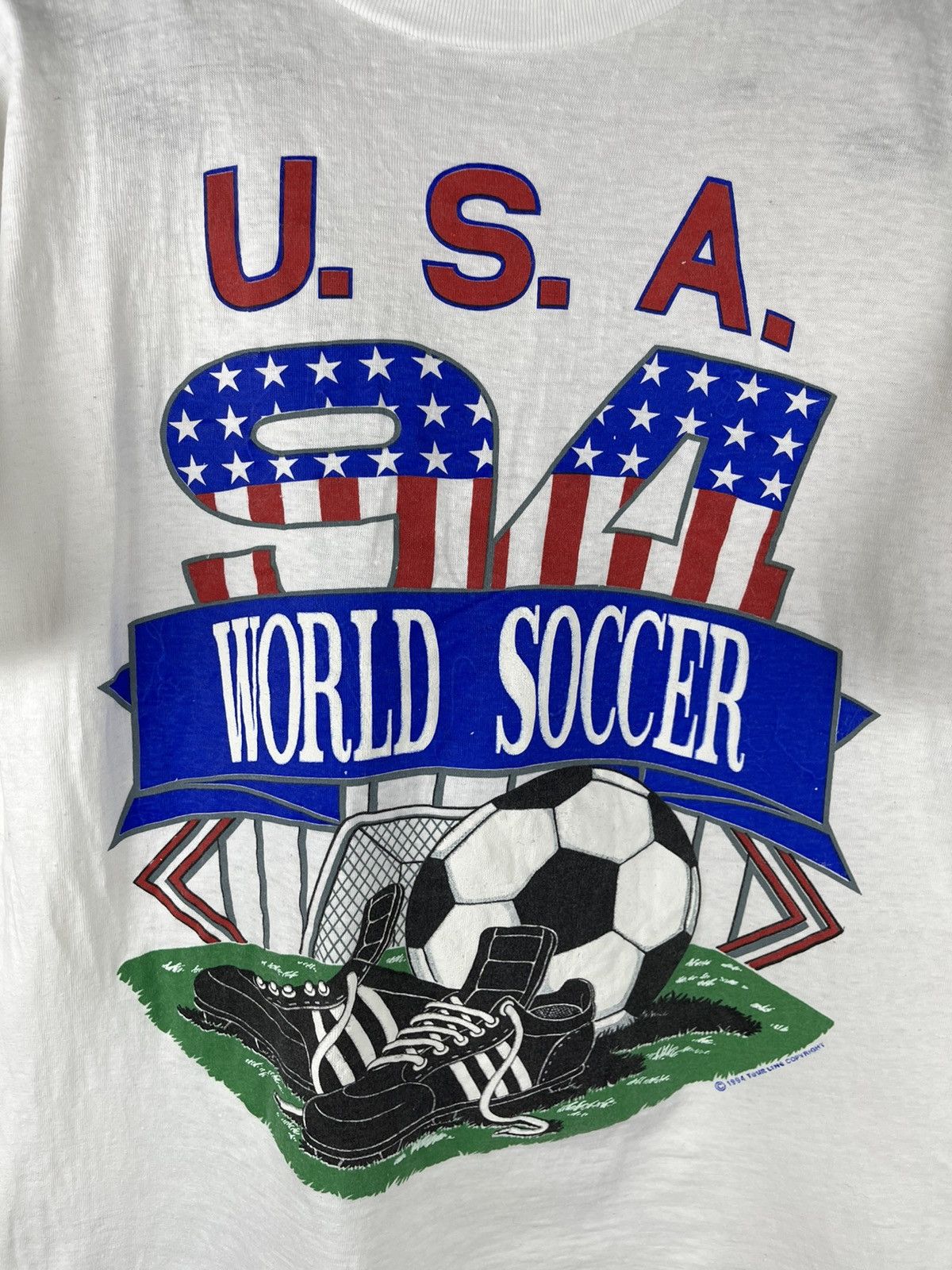 Vintage Vintage 1994 USA 94 World soccer single stitch white tee Size US L / EU 52-54 / 3 - 4 Thumbnail