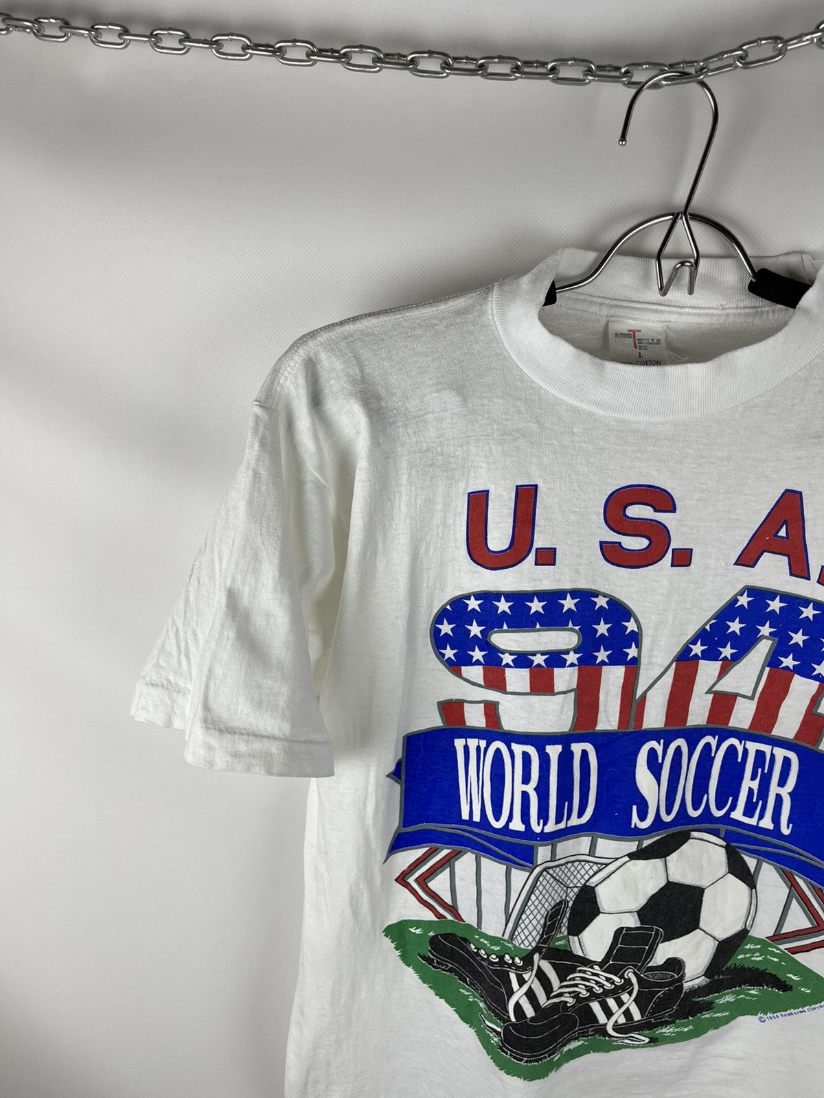 Vintage Vintage 1994 USA 94 World soccer single stitch white tee Size US L / EU 52-54 / 3 - 2 Thumbnail