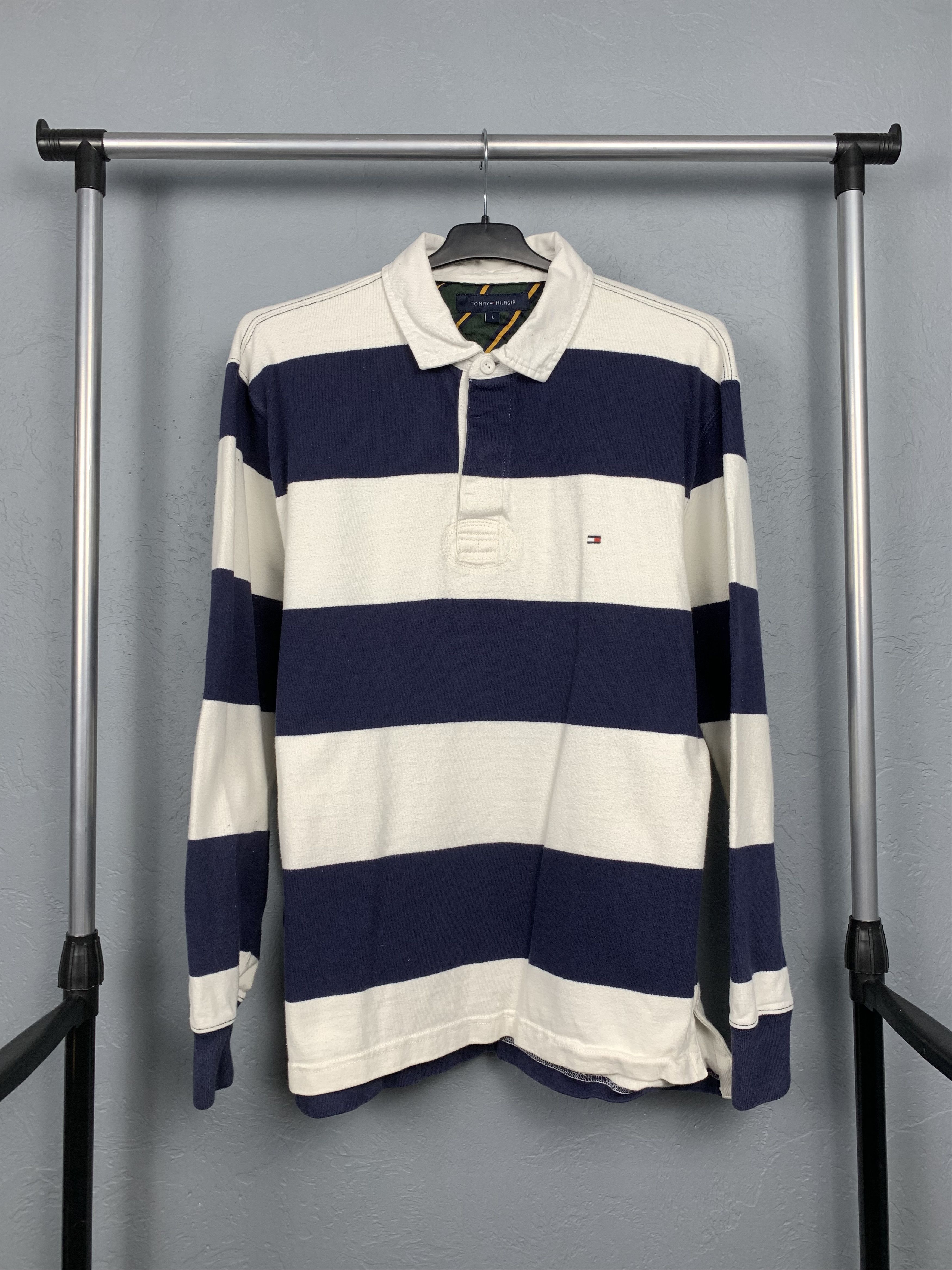 Tommy Hilfiger × Vintage Tommy Hilfiger Vintage Mens Rugby Long Sleeve Polo Shirt Size US L / EU 52-54 / 3 - 1 Thumbnail