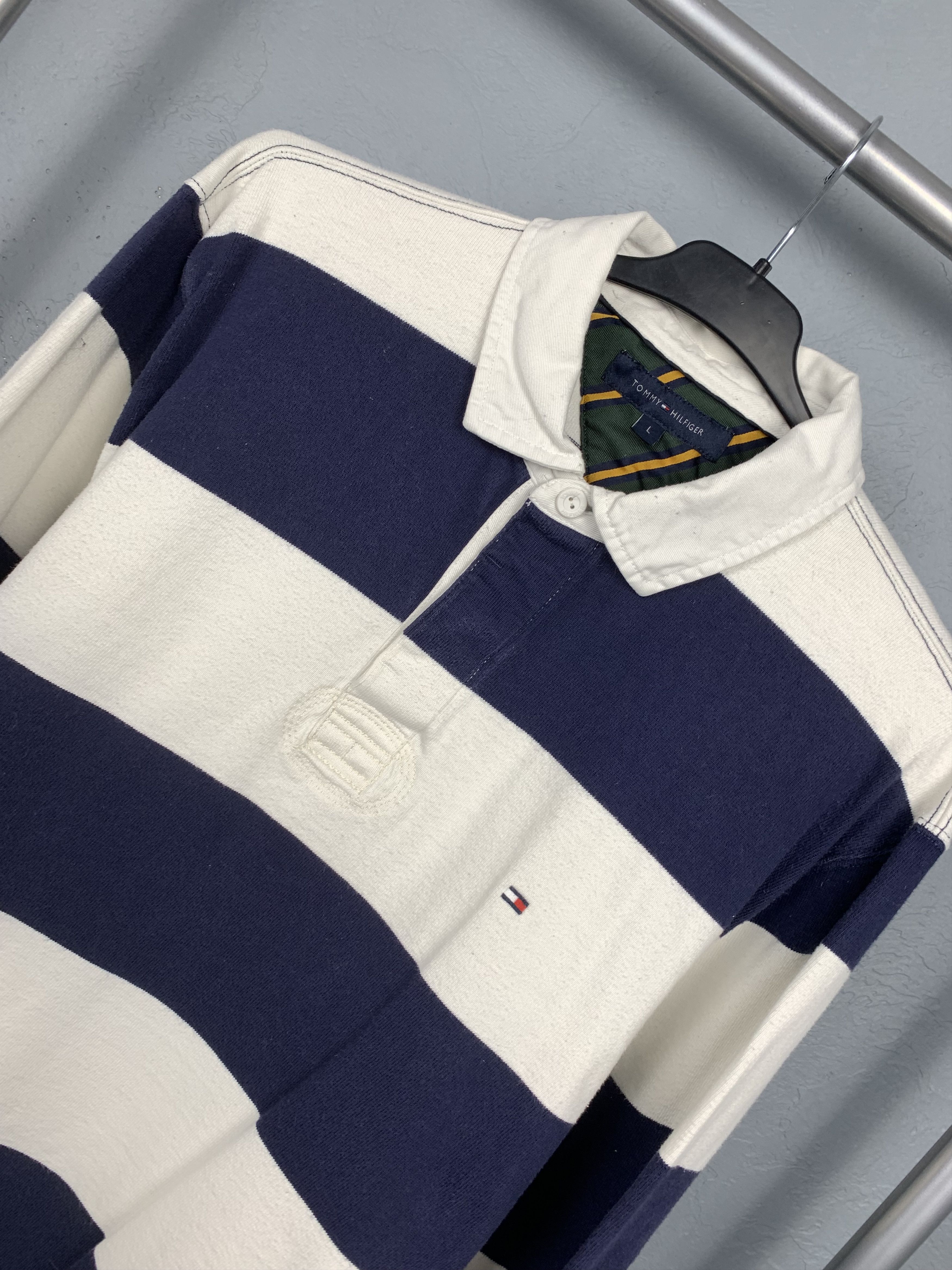 Tommy Hilfiger × Vintage Tommy Hilfiger Vintage Mens Rugby Long Sleeve Polo Shirt Size US L / EU 52-54 / 3 - 2 Thumbnail