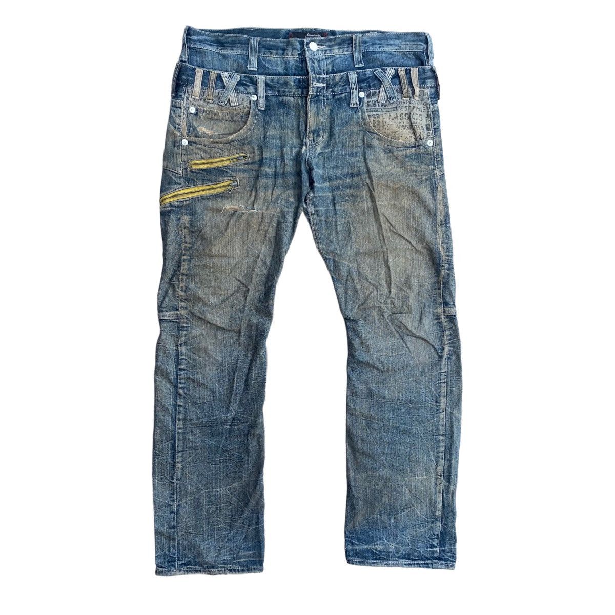 image of Dominate Jakarta x Seditionaries VTG Oversize Distressed Dominate Double Waist Denim Pants in Seaso