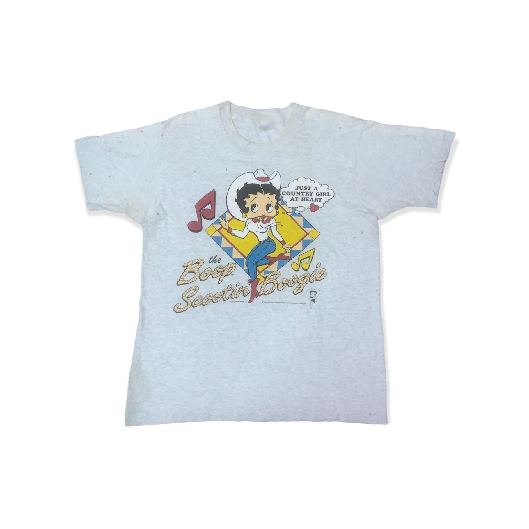 image of Cartoon Network x Movie Vintage Betty Boop The Scootin Boogie Tshirt in Grey, Men's (Size Medium)