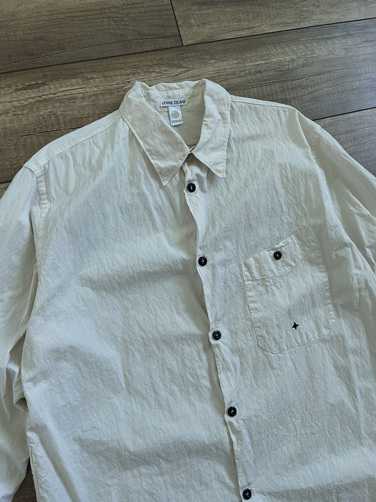 Stone Island Vintage Stone Island Cream Cotton Light Overshirt Shirt Size US XXL / EU 58 / 5 - 4 Thumbnail