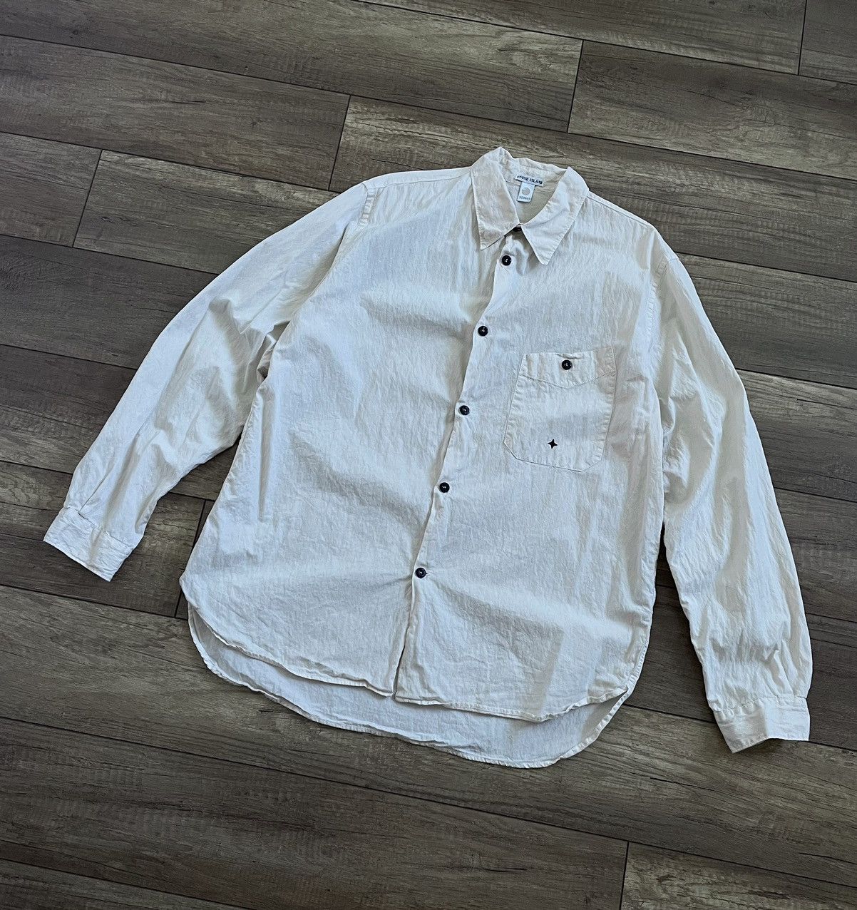 Stone Island Vintage Stone Island Cream Cotton Light Overshirt Shirt Size US XXL / EU 58 / 5 - 1 Thumbnail