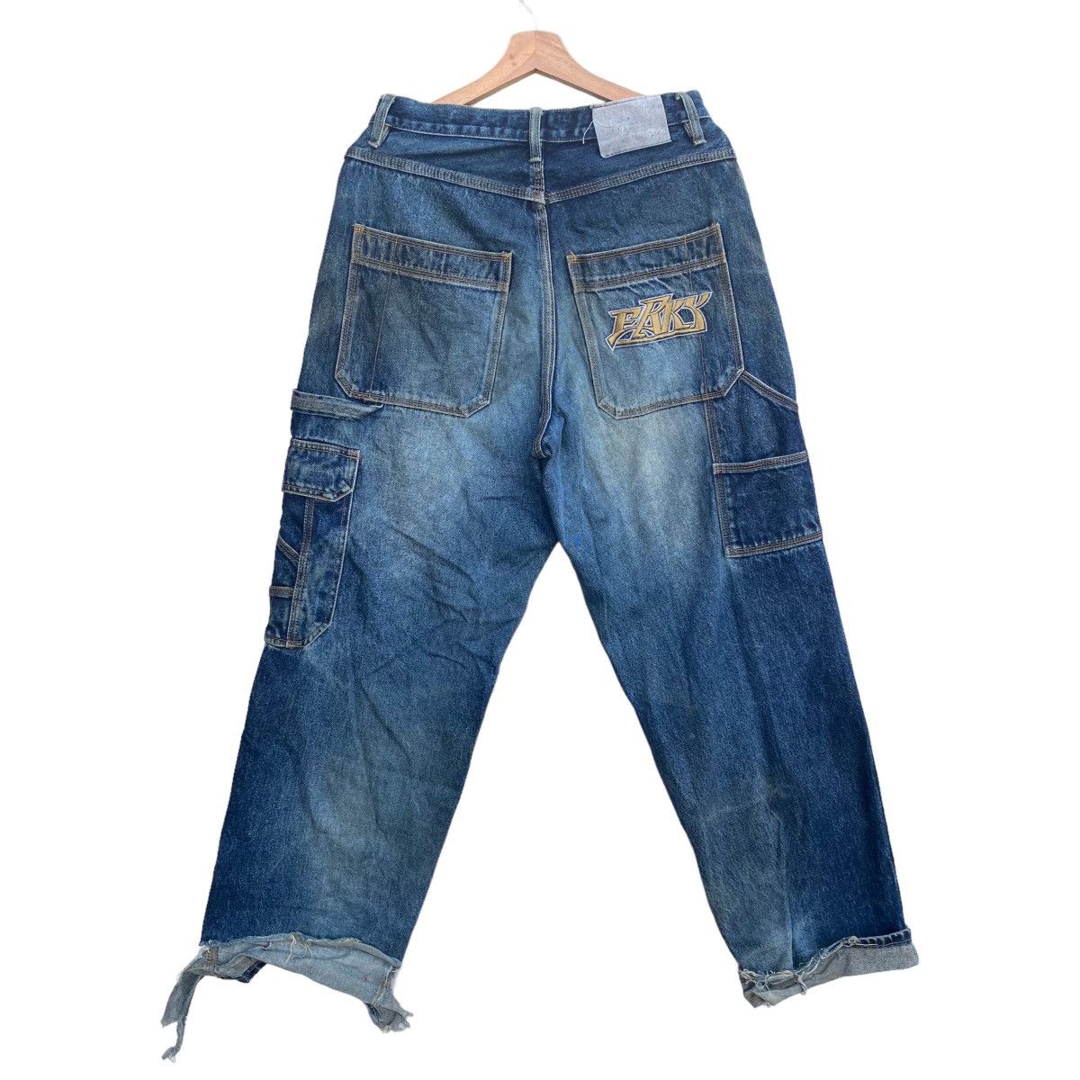 Japanese Brand Vtg Distressed Freaky Washed Denim Baggy Cargo Pants Size US 31 - 3 Thumbnail