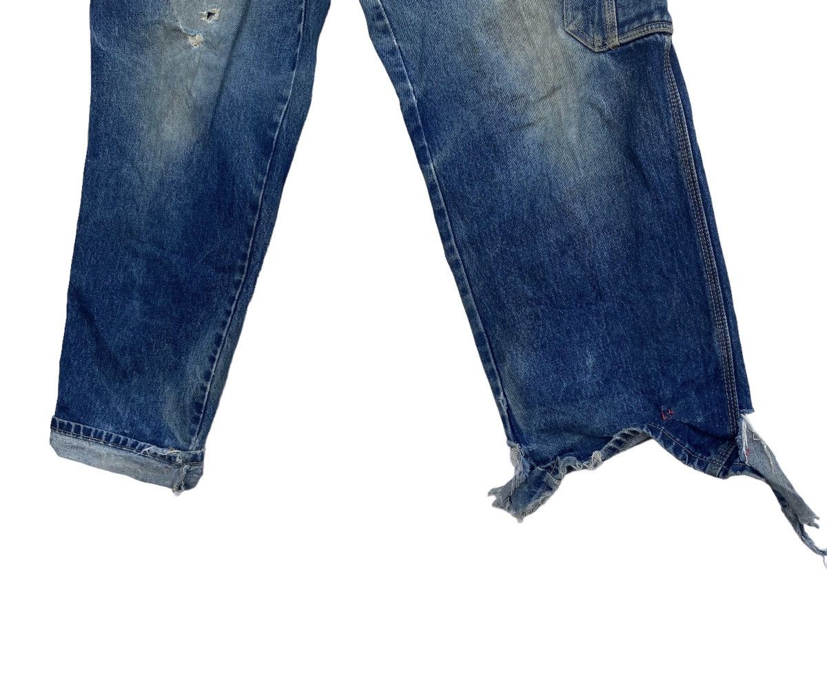Japanese Brand Vtg Distressed Freaky Washed Denim Baggy Cargo Pants Size US 31 - 6 Thumbnail