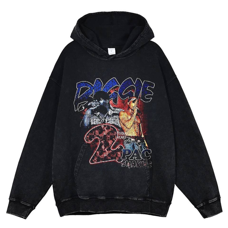 Casual Tupac Biggie Print Hoodie Tops