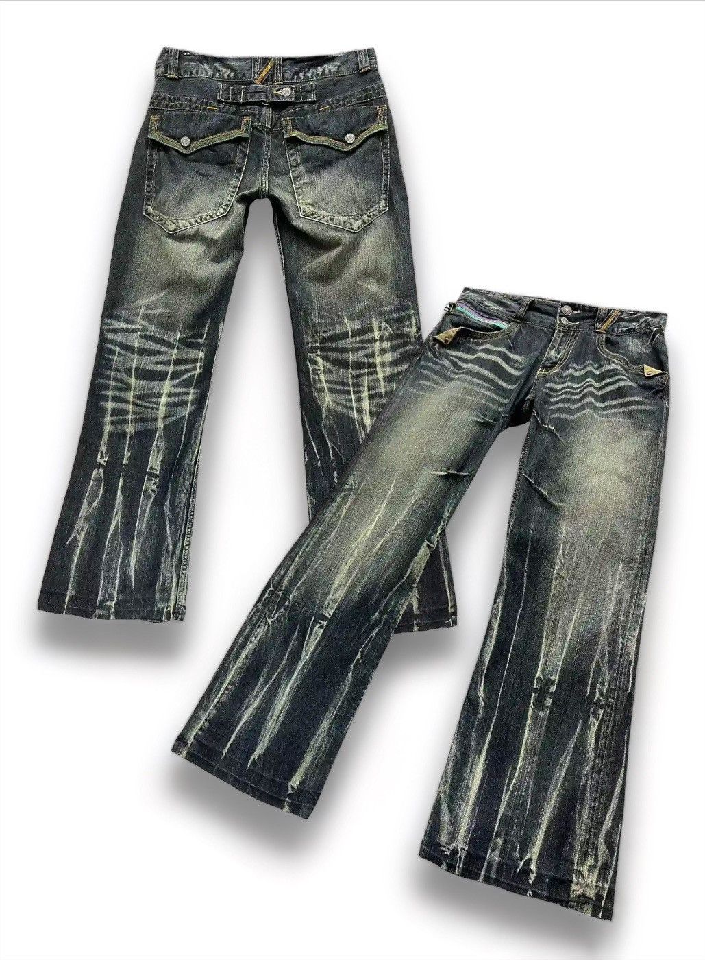 Japanese Brand × Roots × Seditionaries 🔥Vintage ROOT THREE STYLE Punk Whiskered Flare Buckle Back Size US 30 / EU 46 - 1 Thumbnail