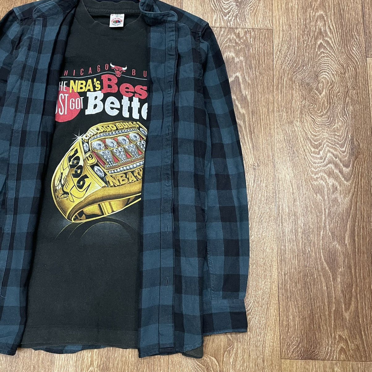 Vintage Vintage 90s Navy Checkered Shirt Grunge Streetwear Baggy M Size US M / EU 48-50 / 2 - 2 Thumbnail