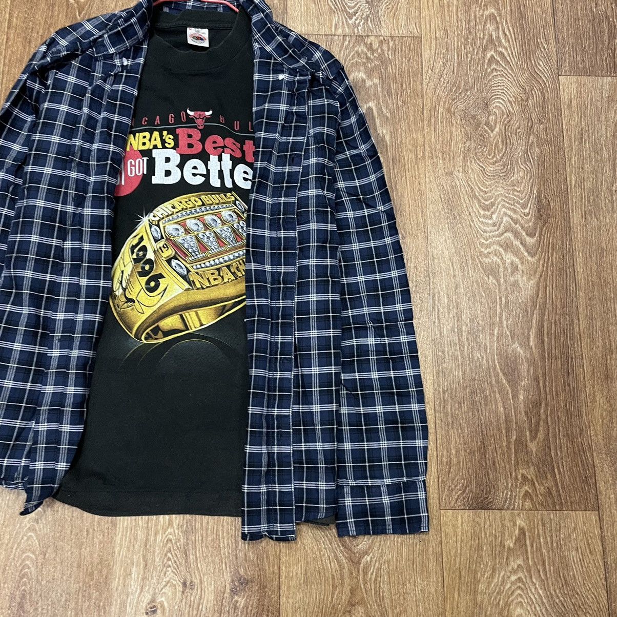 Vintage Vintage 90s Navy Checkered Shirt Grunge Streetwear Worn In L Size US L / EU 52-54 / 3 - 2 Thumbnail