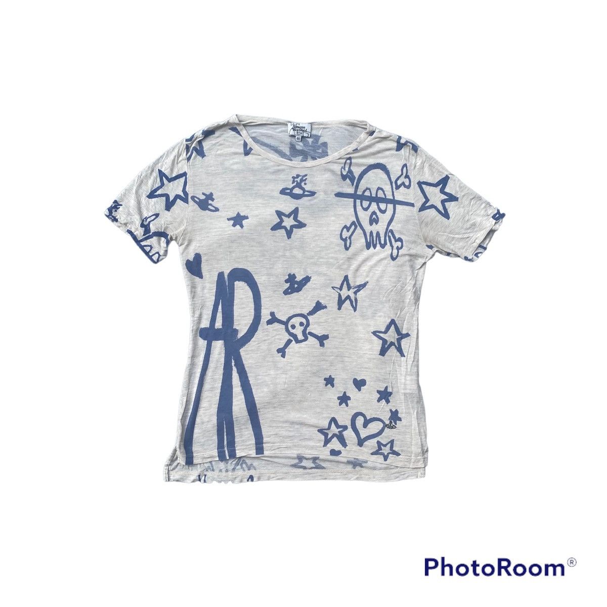 image of Vintage x Vivienne Westwood Overprint Tshirt in Grey, Men's (Size Medium)