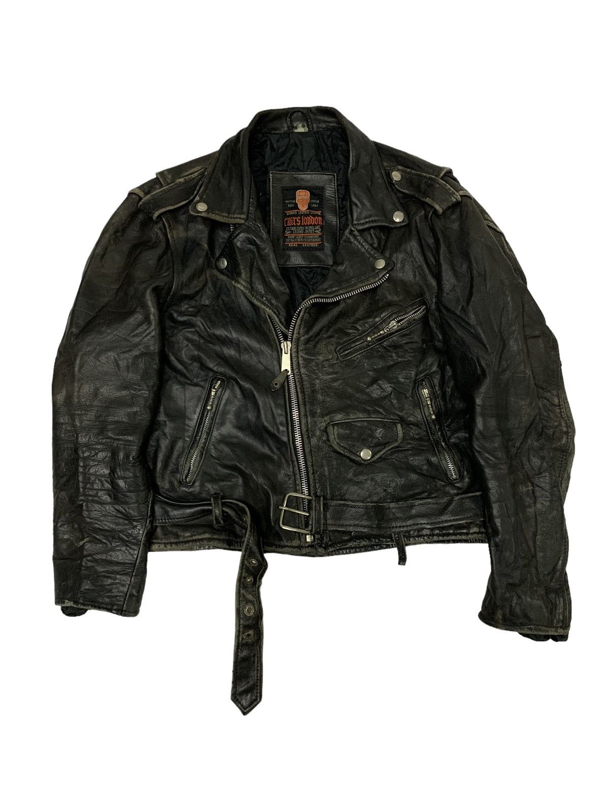 Rei Kawakubo 🔥VTG COWHIDE BIKERS DOUBLE COLLAR LEATHER JACKET Size US M / EU 48-50 / 2 - 2 Thumbnail