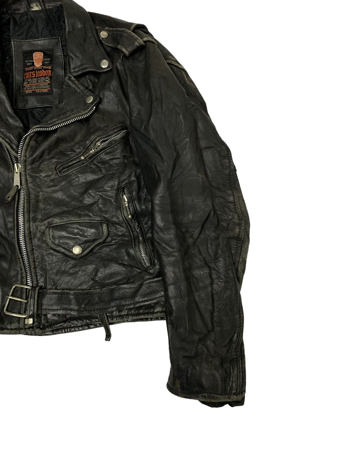 Rei Kawakubo 🔥VTG COWHIDE BIKERS DOUBLE COLLAR LEATHER JACKET Size US M / EU 48-50 / 2 - 4 Thumbnail