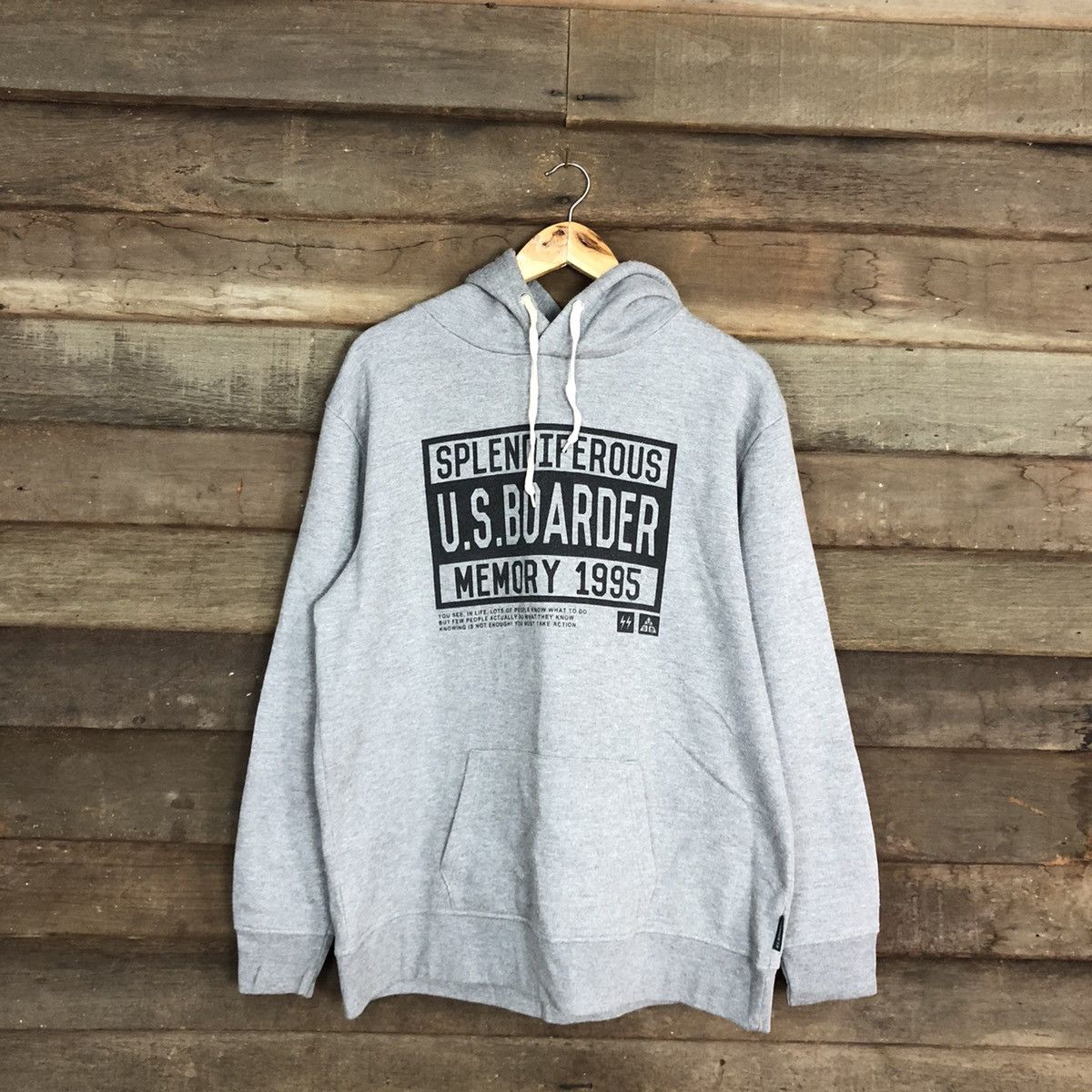 Vintage Us Boarder Grey Hoodies sweatshirt #051B Size US XL / EU 56 / 4 - 3 Thumbnail
