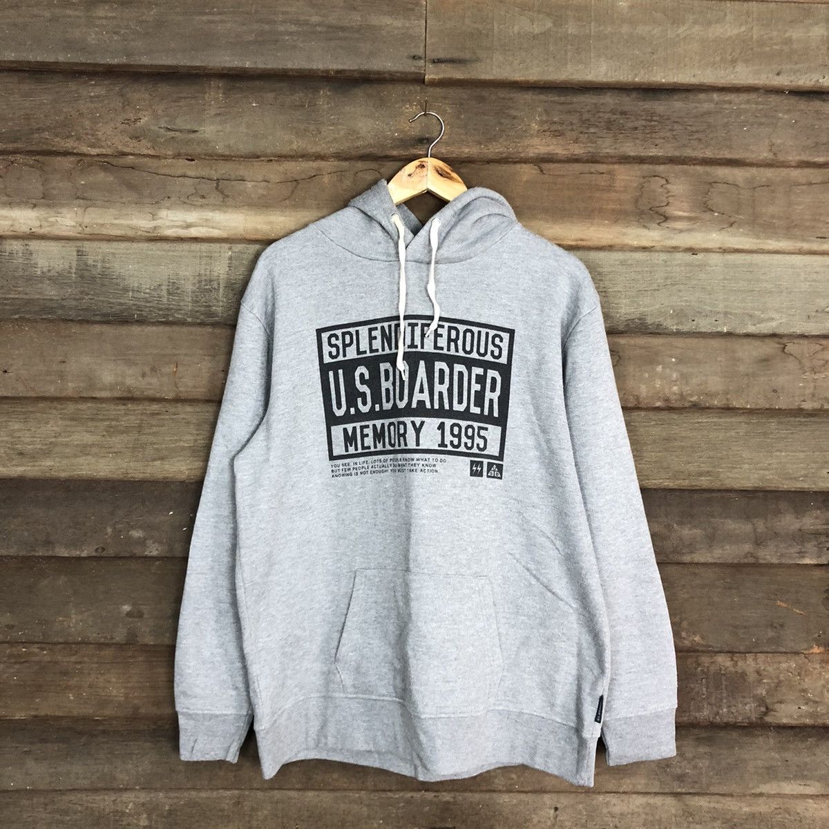 Streetwear × Vintage Us Boarder Grey Hoodies sweatshirt #051B 