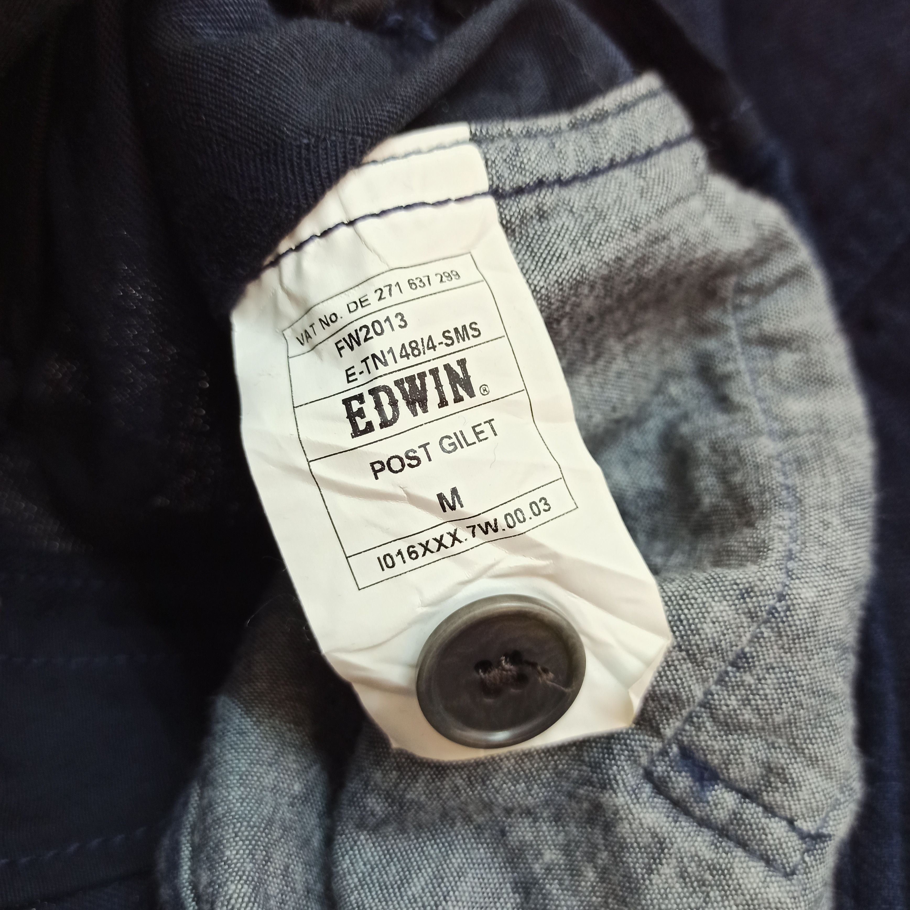 Edwin Indigo Camo Edwin Vest Jeans Cotton Size US M / EU 48-50 / 2 - 7 Thumbnail