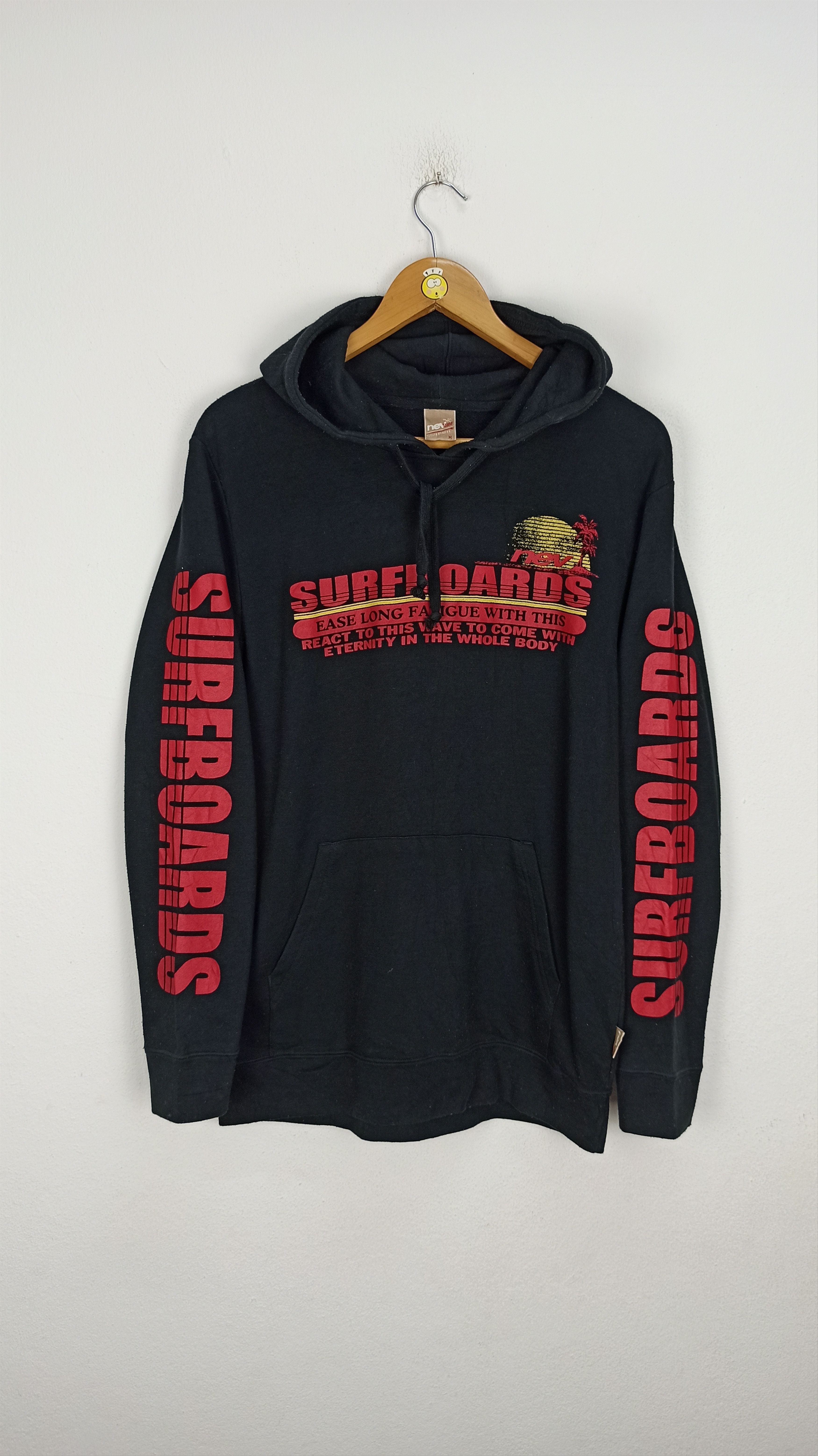 image of Surf Style Vintage Streetwear Nev Surf Hoodie Big Logo in Black, Men's (Size Medium)