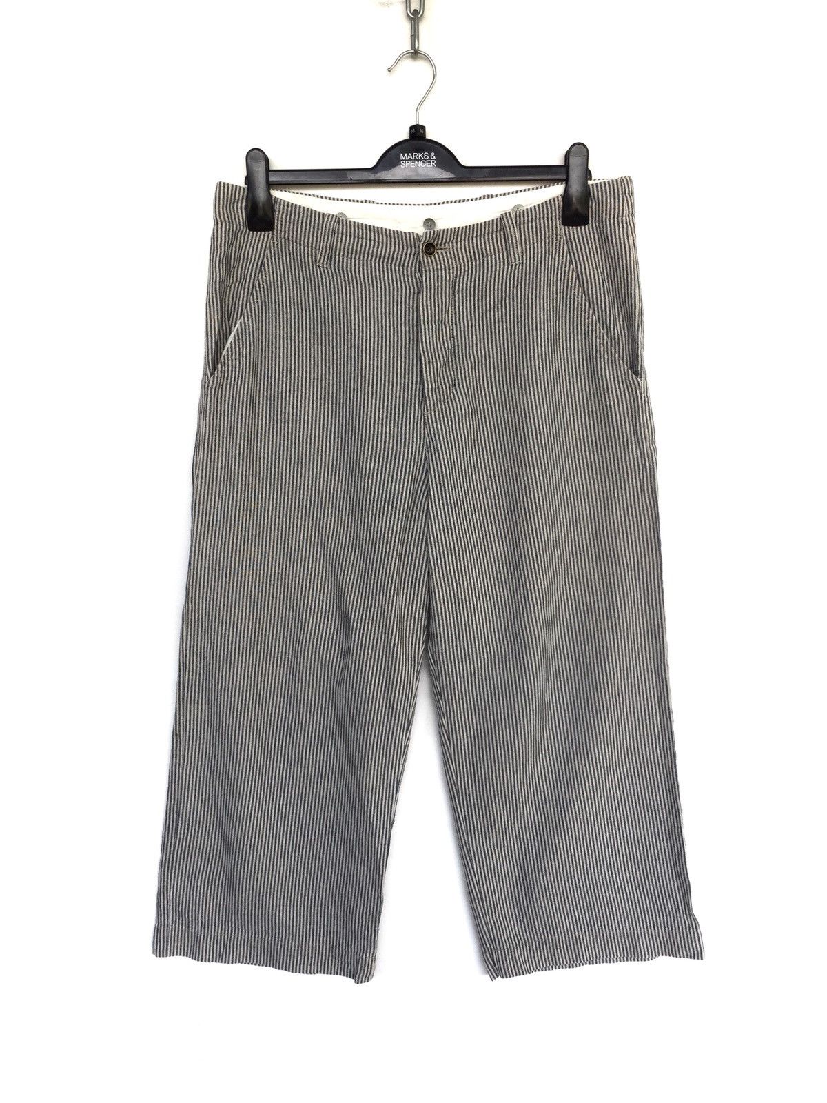 🇯🇵 Made Hickory Striped Linen Wide Leg Crop Pants