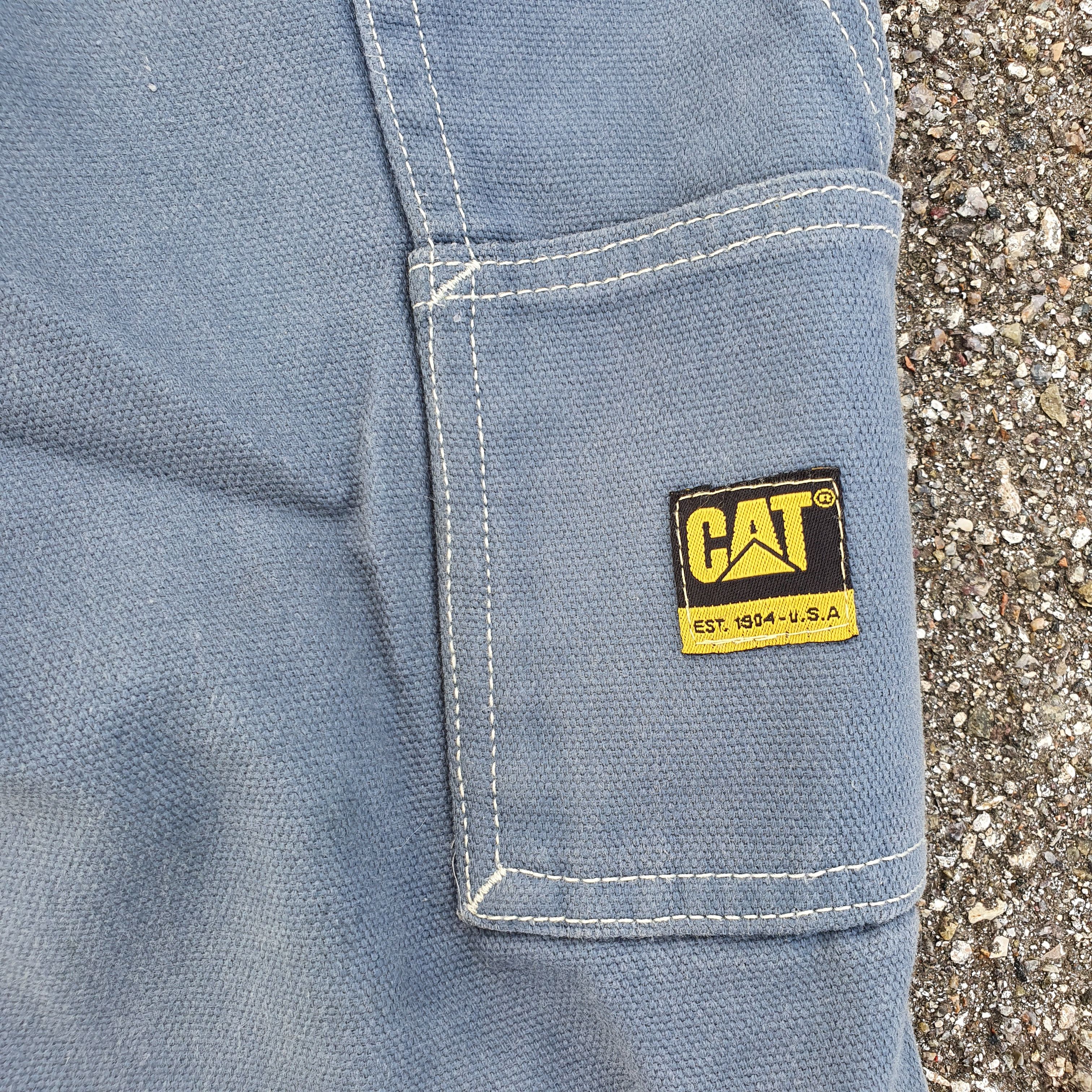 Caterpillar × Vintage 90s Dirty CAT Caterpillar DenimWashed Shorts Carhartt Style Size US 32 / EU 48 - 4 Thumbnail