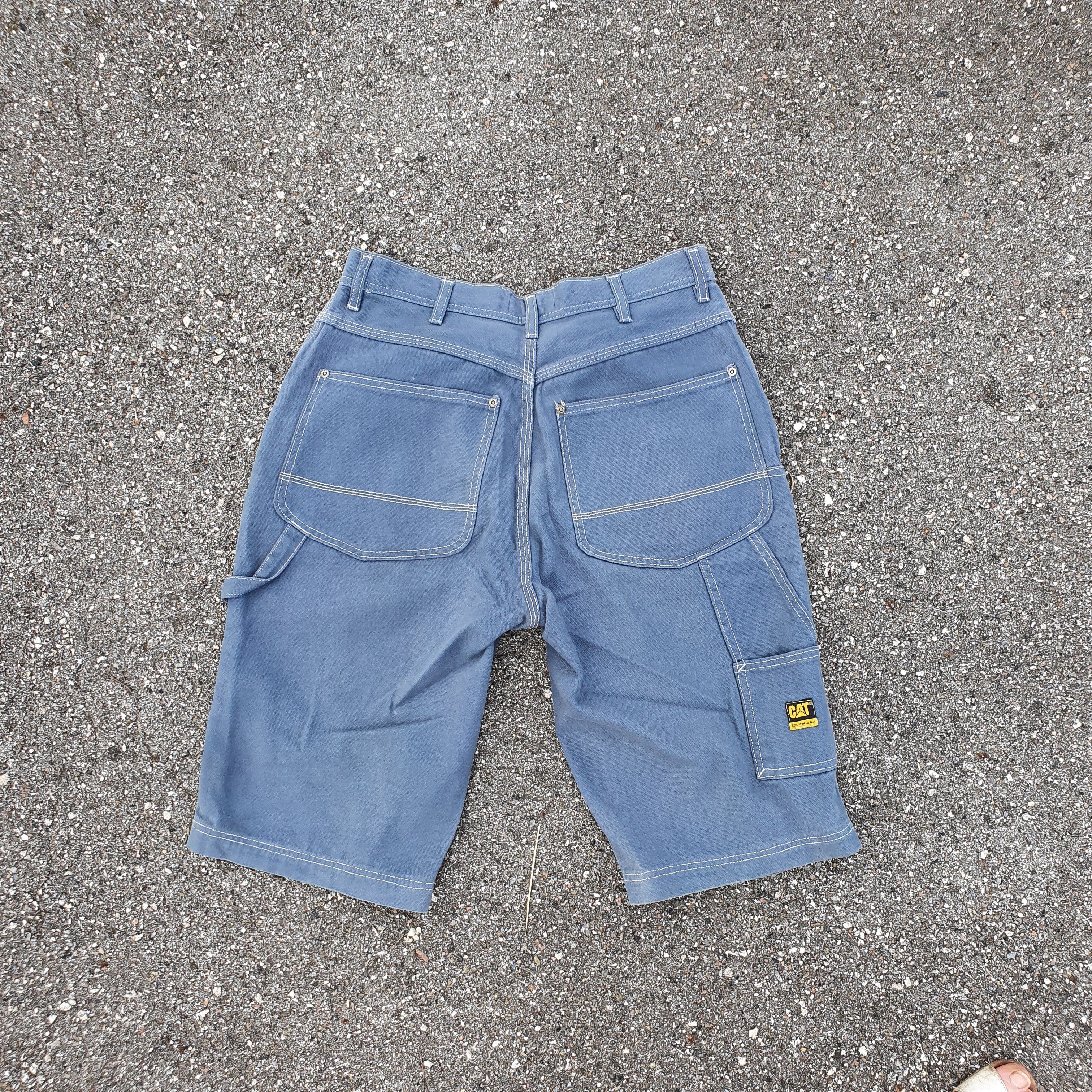 Caterpillar × Vintage 90s Dirty CAT Caterpillar DenimWashed Shorts Carhartt Style Size US 32 / EU 48 - 13 Thumbnail