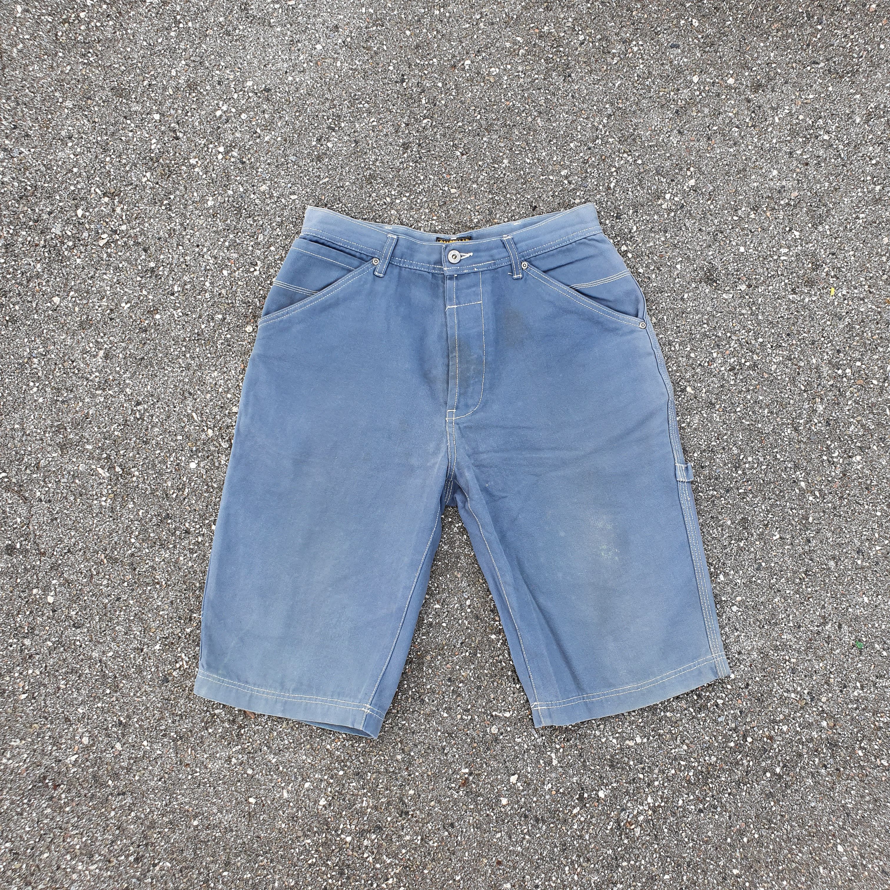 Caterpillar × Vintage 90s Dirty CAT Caterpillar DenimWashed Shorts Carhartt Style Size US 32 / EU 48 - 14 Thumbnail
