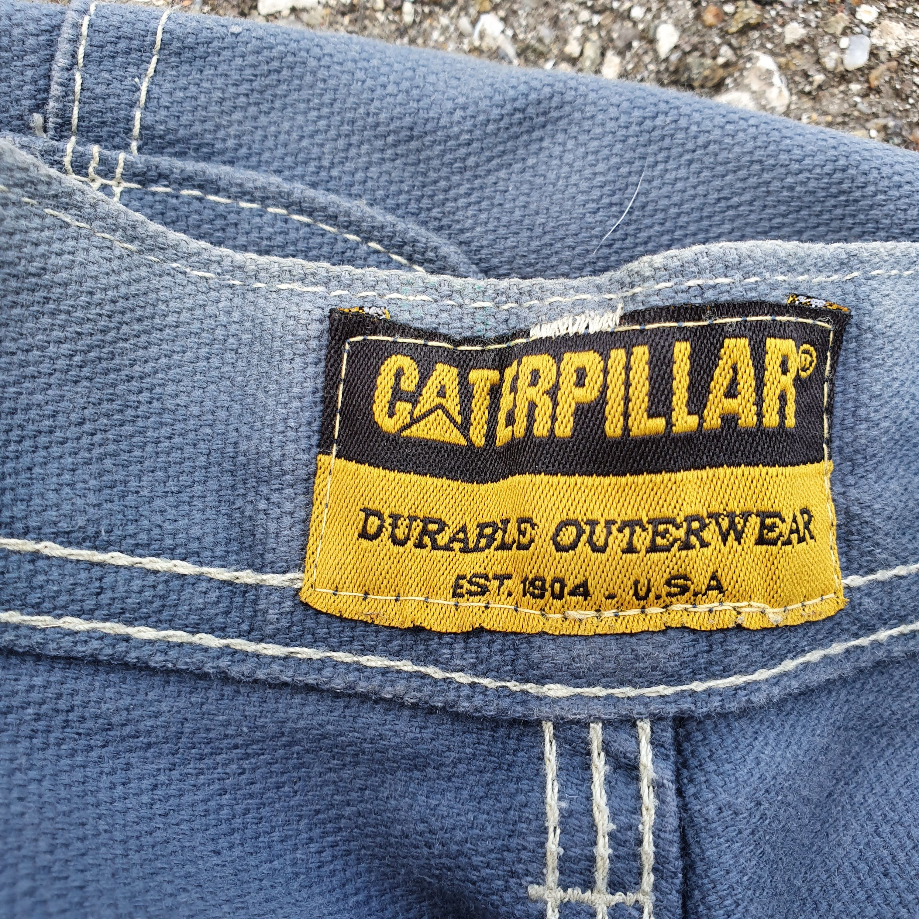 Caterpillar × Vintage 90s Dirty CAT Caterpillar DenimWashed Shorts Carhartt Style Size US 32 / EU 48 - 3 Thumbnail