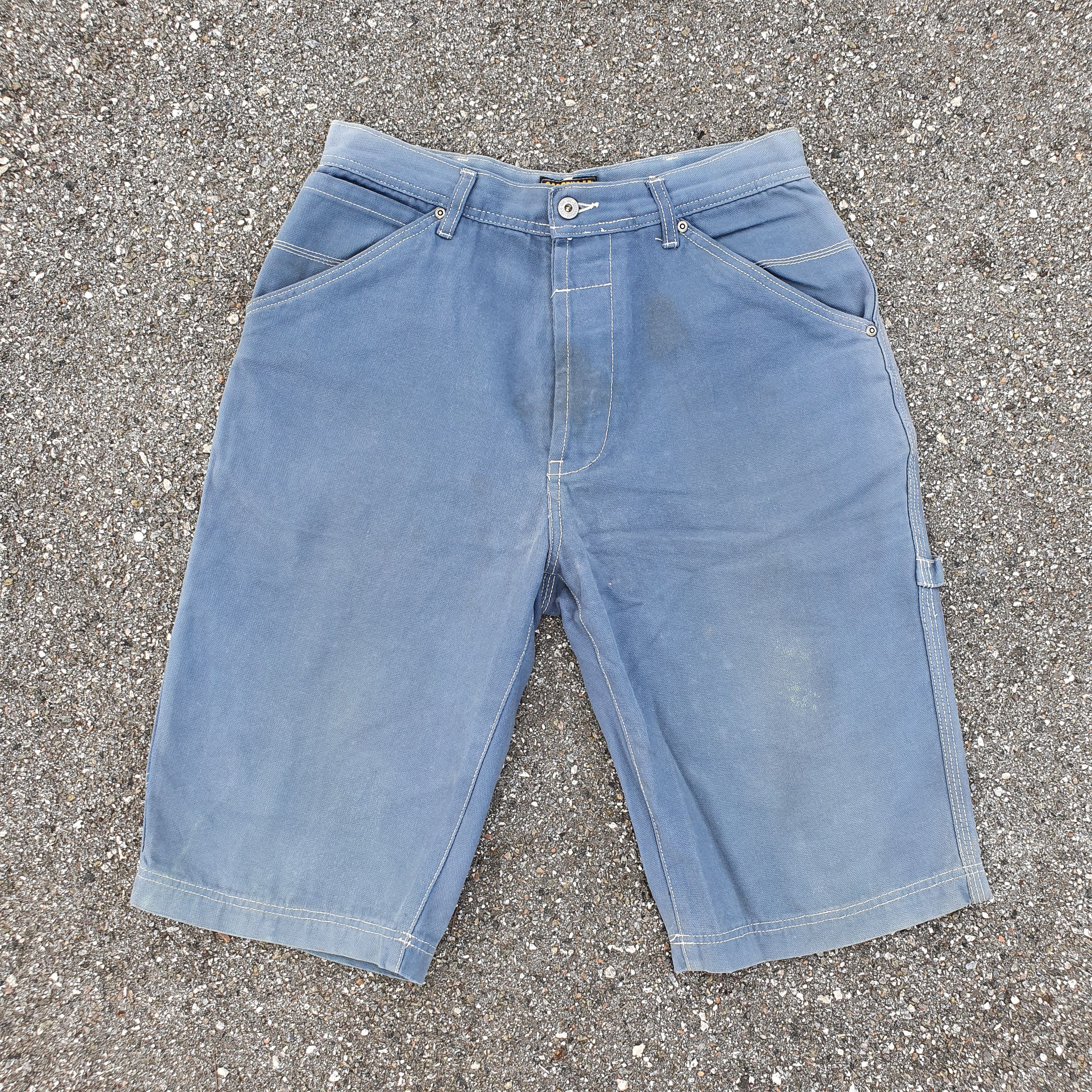 Caterpillar × Vintage 90s Dirty CAT Caterpillar DenimWashed Shorts Carhartt Style Size US 32 / EU 48 - 2 Thumbnail