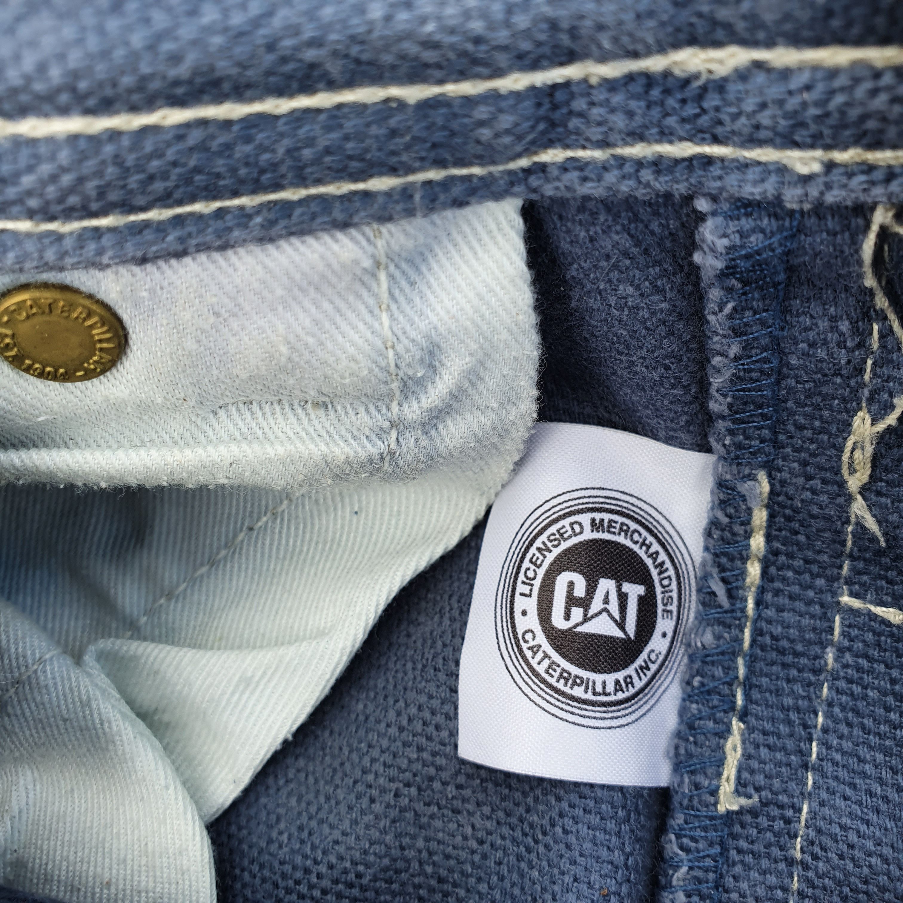 Caterpillar × Vintage 90s Dirty CAT Caterpillar DenimWashed Shorts Carhartt Style Size US 32 / EU 48 - 5 Thumbnail
