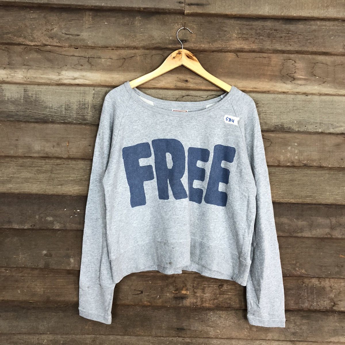 Japanese Brand Heart Market FREE Grey Sweatshirt crop top #5714 Size M / US 6-8 / IT 42-44 - 3 Thumbnail