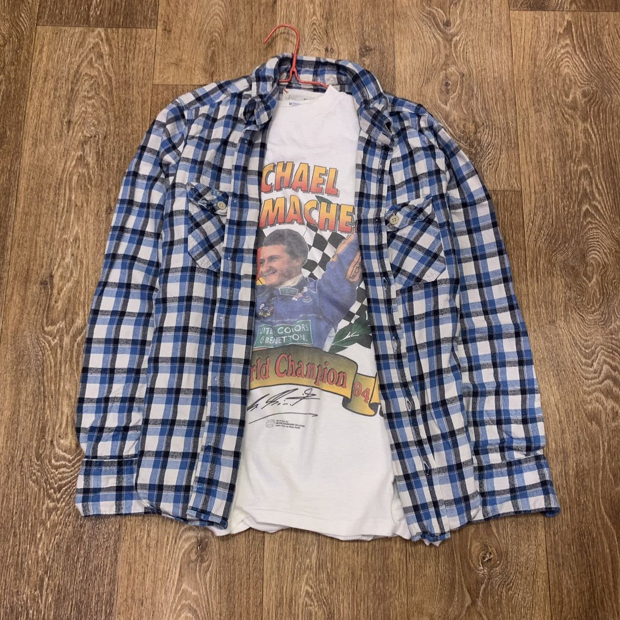 Vintage Vintage 90s Blue Checkered Shirt Grunge Streetwear Boxy M Size US M / EU 48-50 / 2 - 1 Thumbnail
