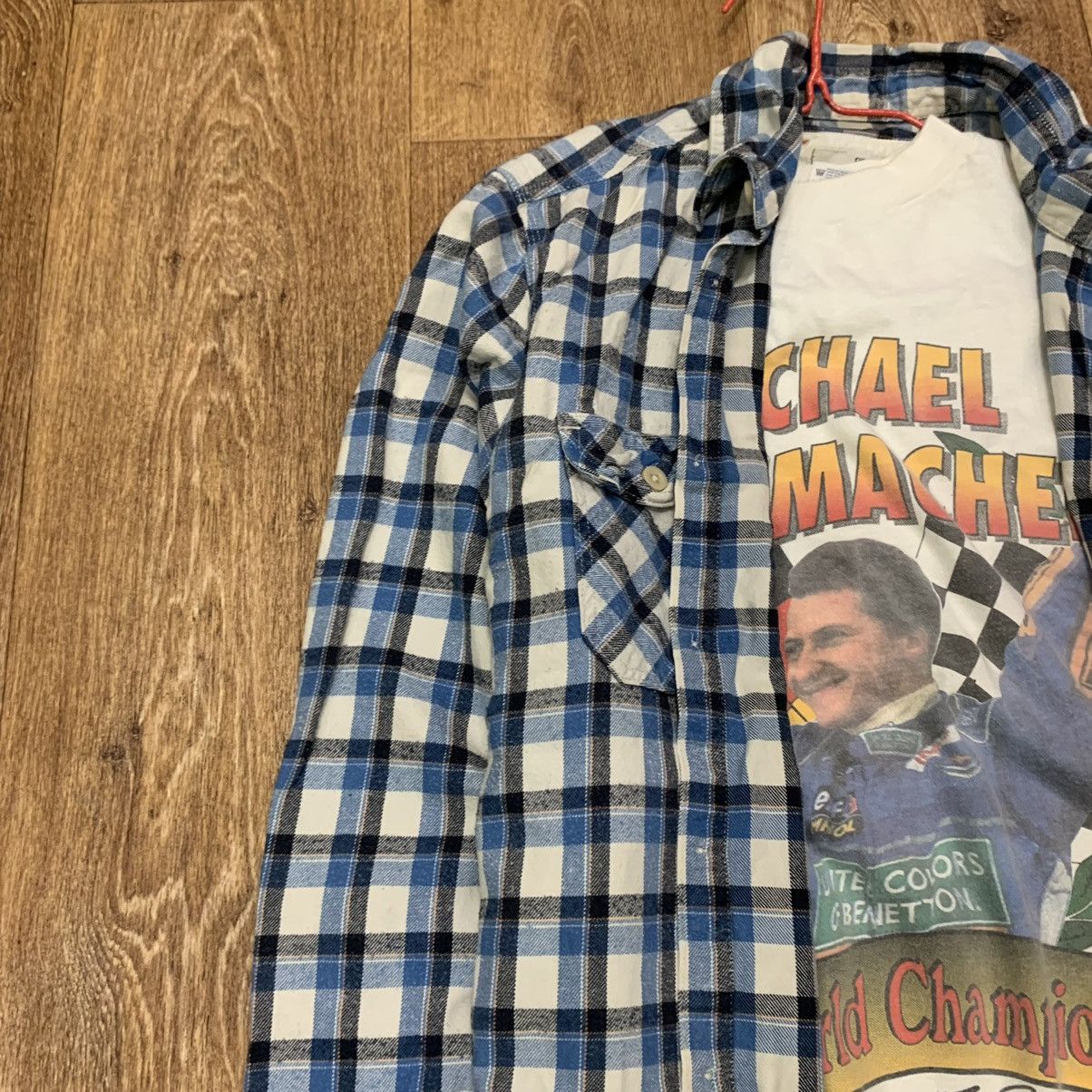 Vintage Vintage 90s Blue Checkered Shirt Grunge Streetwear Boxy M Size US M / EU 48-50 / 2 - 4 Thumbnail