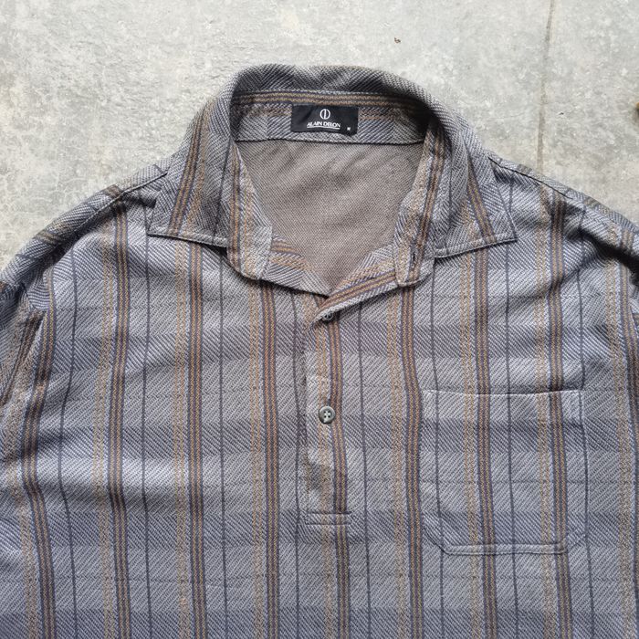 Vintage Vintage Alain Delon Stripes Half Button Tshirt | Grailed