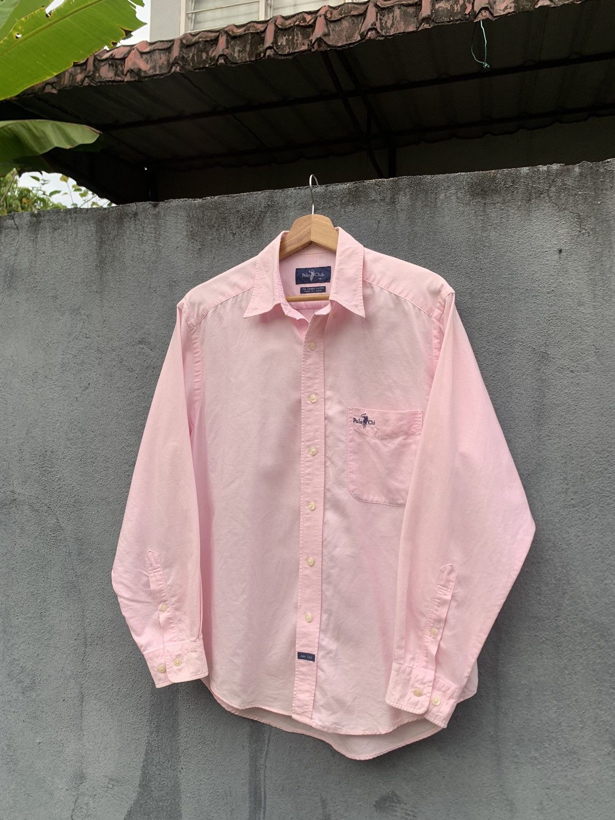 image of Vintage Polo Club Button-Up Long Sleeves in Soft Pink, Men's (Size Medium)