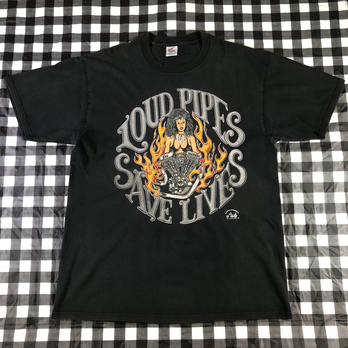 Harley Davidson × Jerzees × Vintage Loud Pipes Save Lives 1988 Big Hooters Pin Up Motorcycle T Size US L / EU 52-54 / 3 - 1 Thumbnail