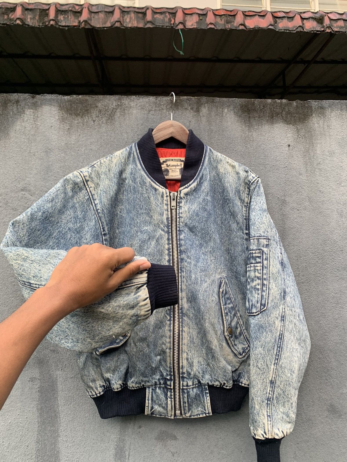 Vintage 👹Mc Campbell Denim Washed Bomber Jacket Made In Japan Size US M / EU 48-50 / 2 - 7 Thumbnail