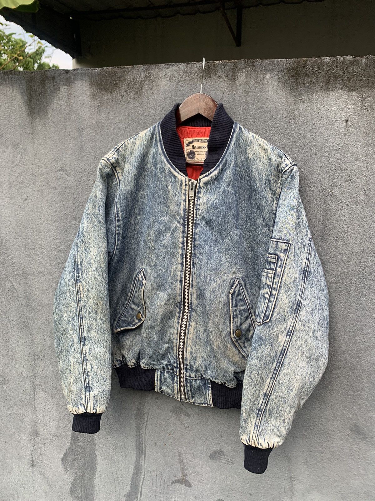 Vintage 👹Mc Campbell Denim Washed Bomber Jacket Made In Japan Size US M / EU 48-50 / 2 - 1 Thumbnail