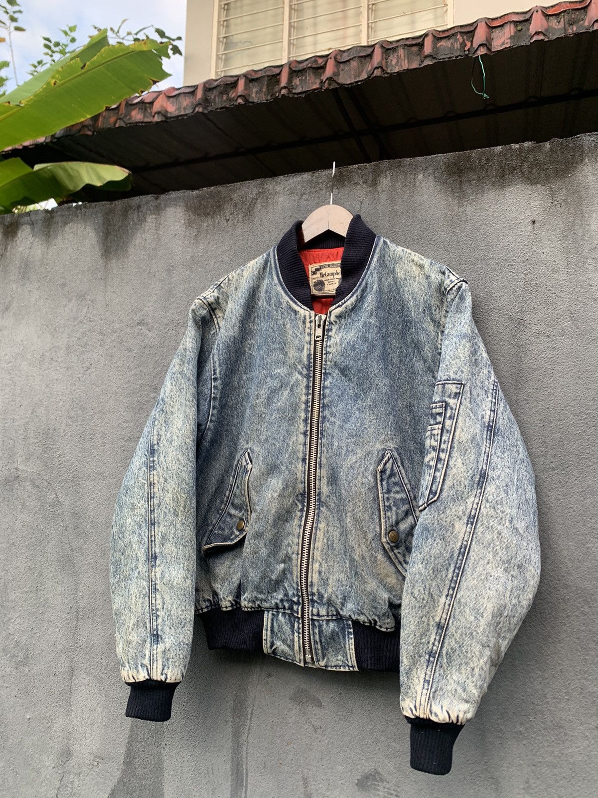 Vintage 👹Mc Campbell Denim Washed Bomber Jacket Made In Japan Size US M / EU 48-50 / 2 - 5 Thumbnail