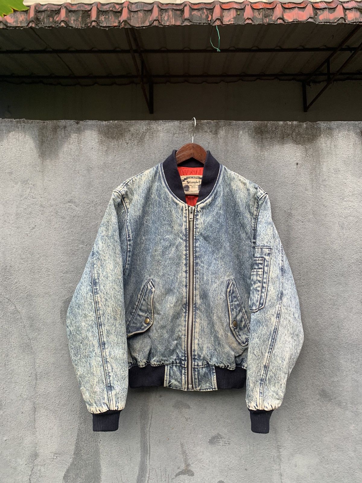 Vintage 👹Mc Campbell Denim Washed Bomber Jacket Made In Japan Size US M / EU 48-50 / 2 - 2 Thumbnail