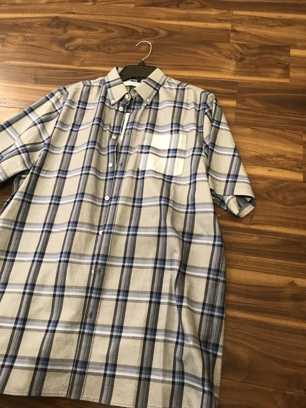 Givenchy SS Tartan Blue Button Up Size US M / EU 48-50 / 2 - 3 Thumbnail
