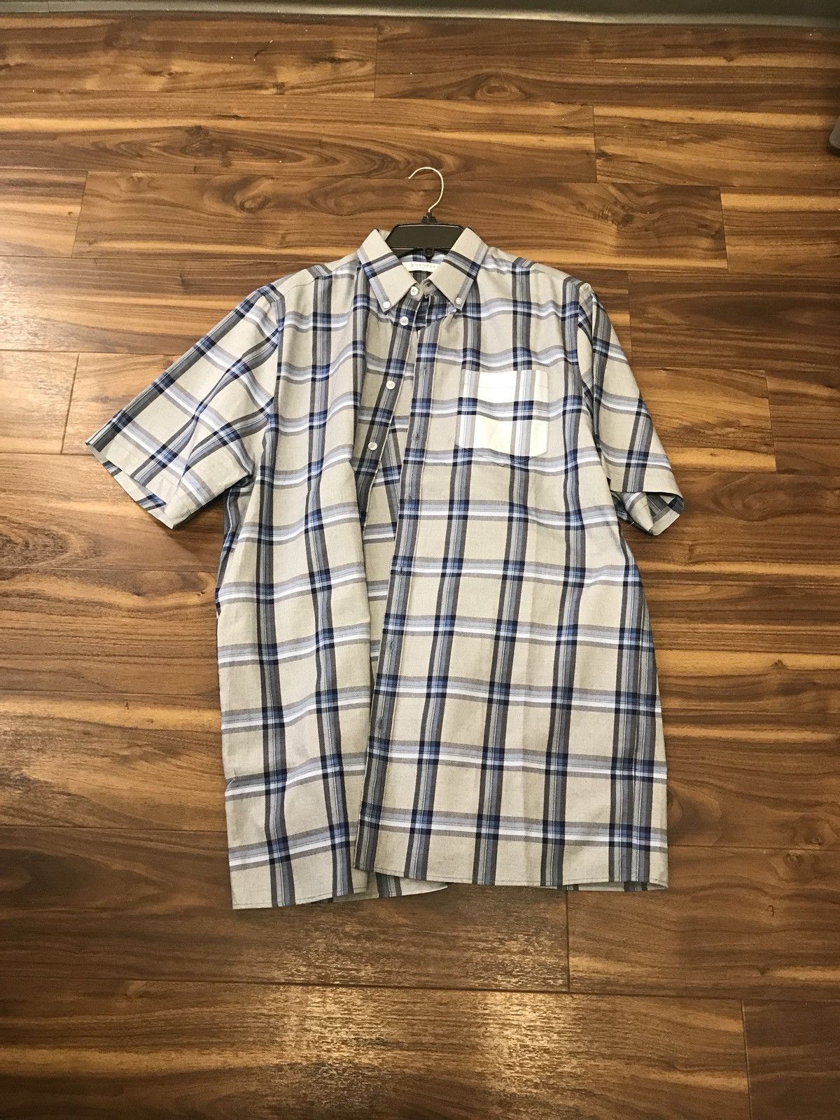 Givenchy SS Tartan Blue Button Up Size US M / EU 48-50 / 2 - 2 Thumbnail