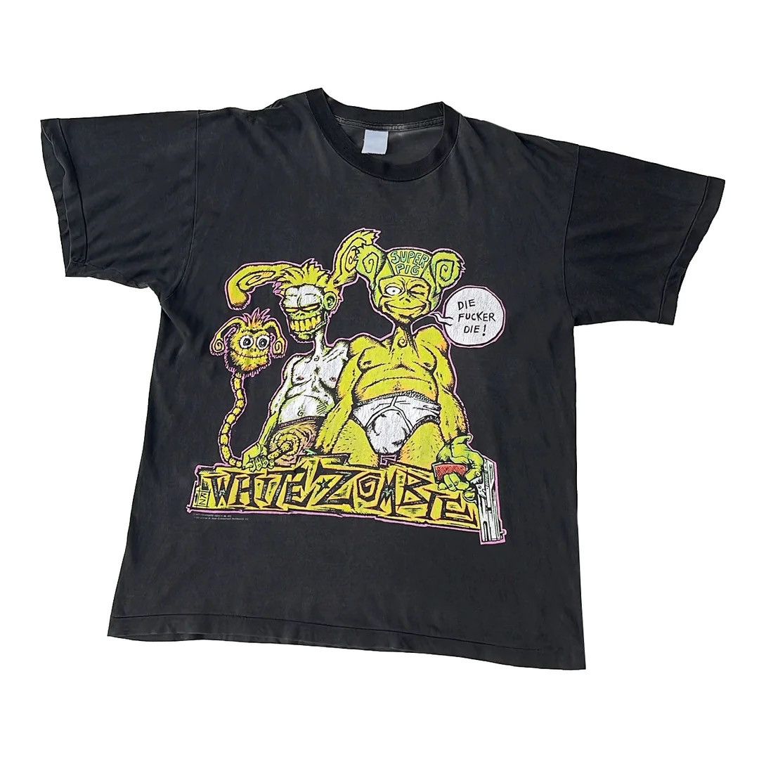 image of Band Tees x Tour Tee White Zombie 93 90's Rob Freakazoid Vintage Band Tour T-Shirt in Black (Size X