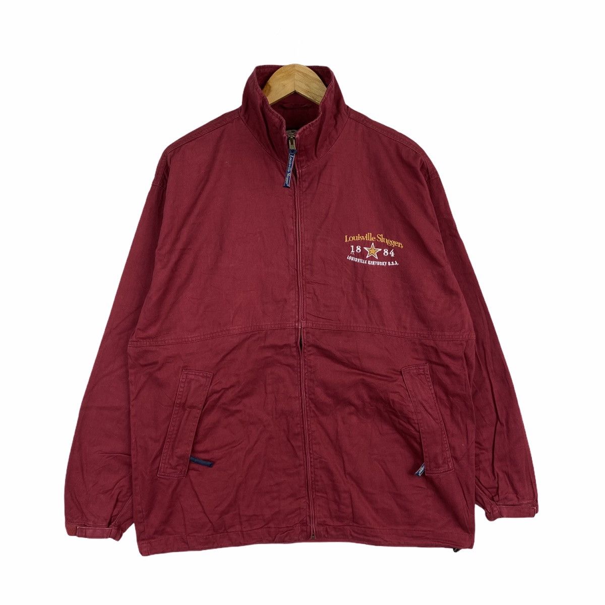 image of Louisville Slugger Small Logo Cotton Light Jacket in Maroon, Men's (Size Large)